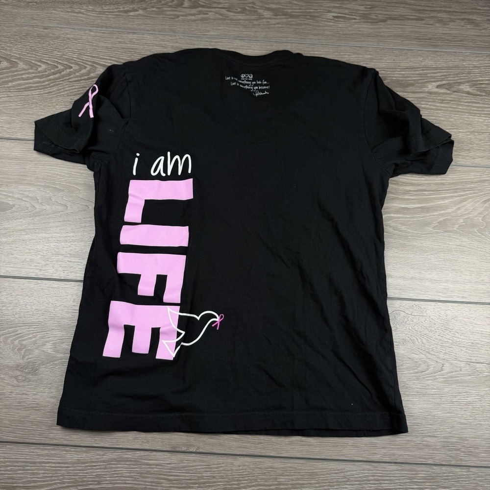Peace Love World Women's I Am Love V Neck Short Sleeve Tee Black Size Medium - Picture 3 of 7